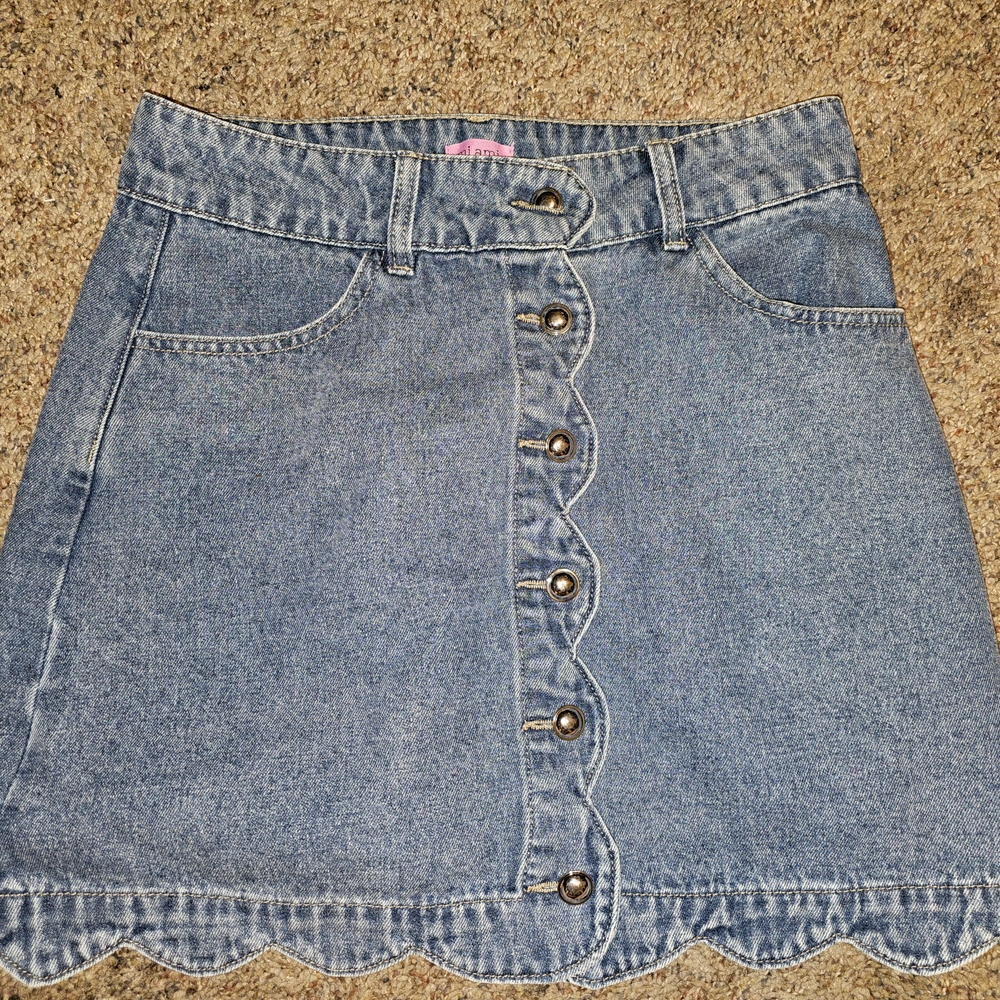 Denim Button-Front Skirt